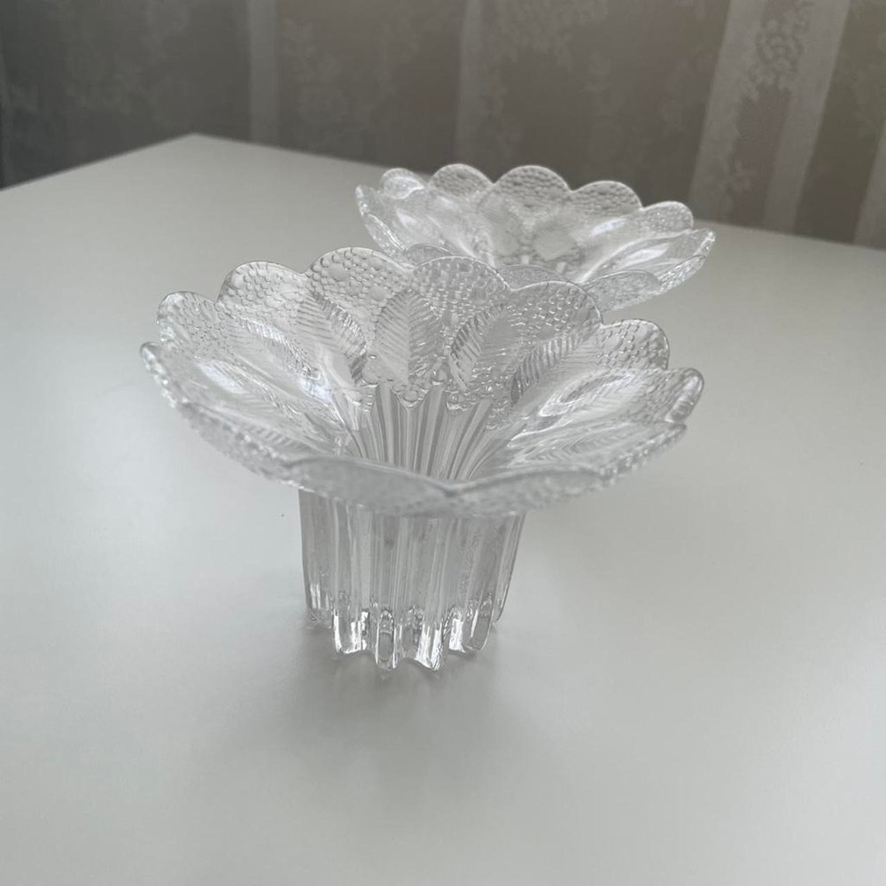 Vintage Lausitzer Glas 'Medea' pattern crystal candle holders